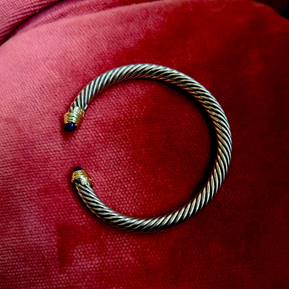 David Yurman Silver and Lapis Cable Bracelet